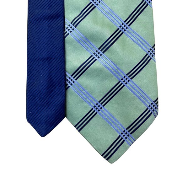 Tommy Hilfiger Mens Green & Blue Silk Plaid Necktie Adjustable Long Businesswear - Picture 4 of 8
